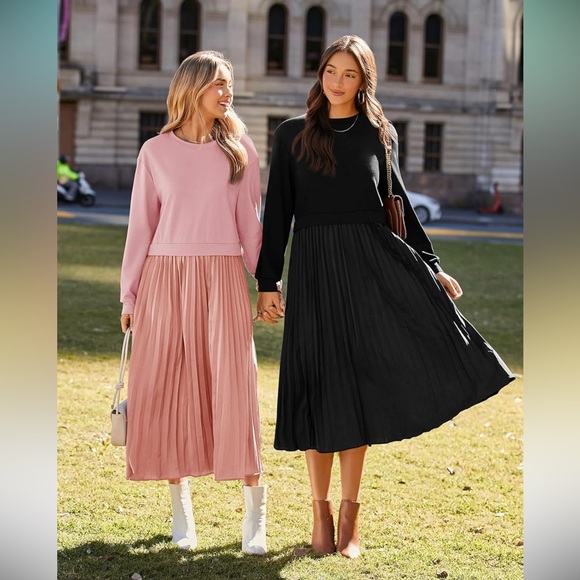 NWT black sweatshirt pleated dress - Picture 6 of 6